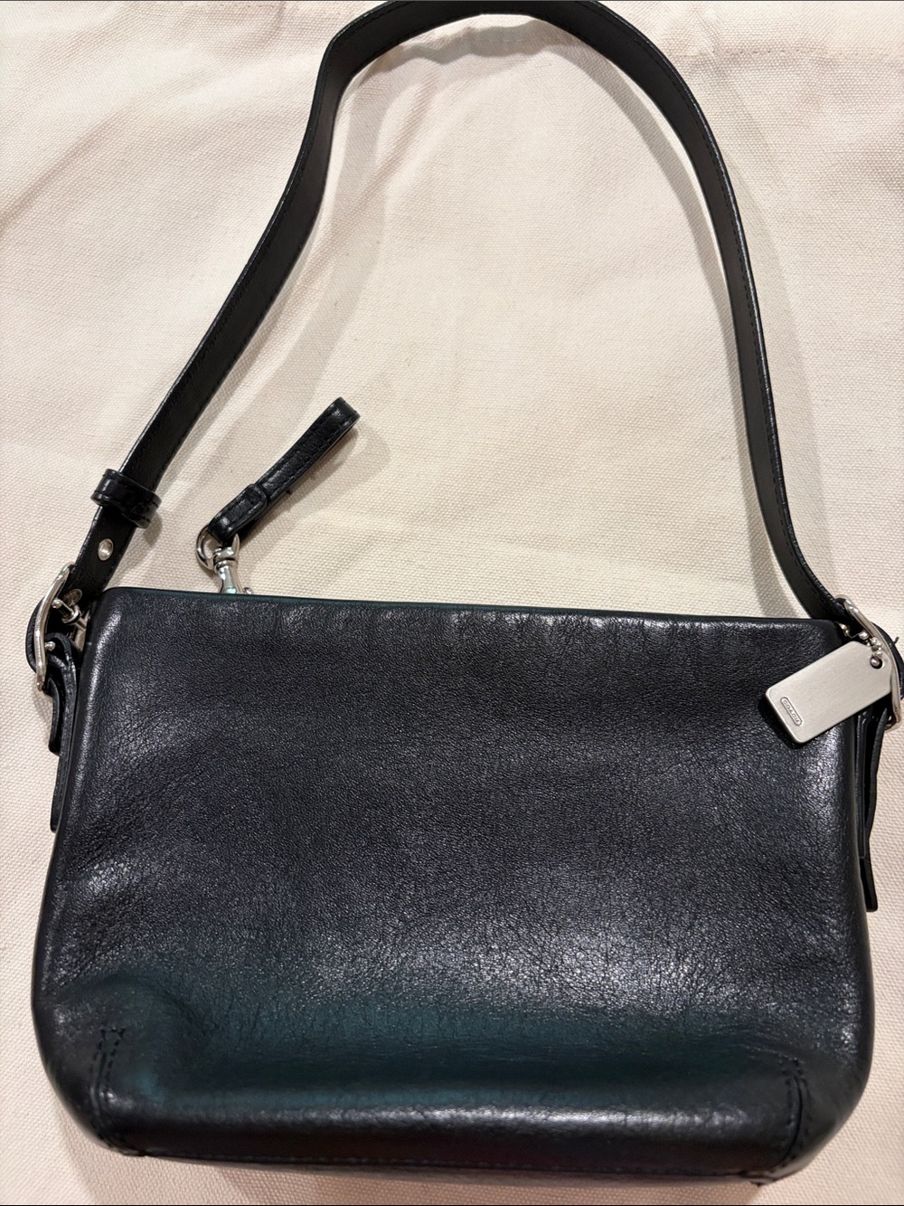 Vintage Coach Black Leather Shoulder Bag